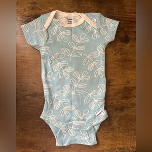 Blue Leaf Print Baby One Piece